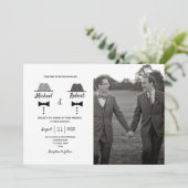 Invitation Black White Photo Mariage Gay (Debout devant)