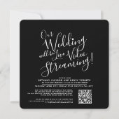 Invitation Black white photo streaming mariage qr code (Devant)