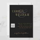 Invitation Black White PHOTO Wedding Inviter QR CODE Enregist (Devant)