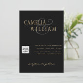 Invitation Black White PHOTO Wedding Inviter QR CODE Enregist (Debout devant)