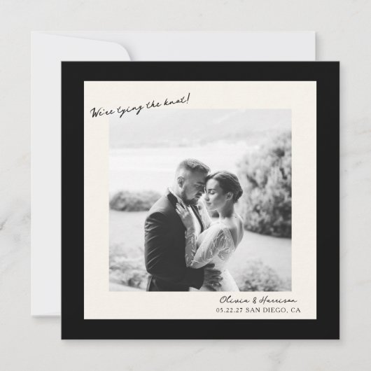 Invitation Black White Photo Wedding Save the Date (Devant)