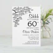 Invitation Black White Pine Branch Surprise 60th Birthday (Debout devant)