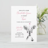 Invitation Black & White Pink Deer Girl 2e anniversaire (Debout devant)