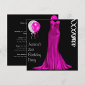 Invitation Black White Pink Formal Dress 21e anniversaire (Devant / Derrière)