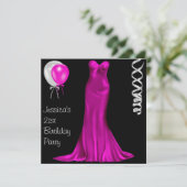 Invitation Black White Pink Formal Dress 21e anniversaire (Debout devant)