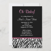 Invitation Black White Pink Zebra Baby shower d'impression V0 (Devant)