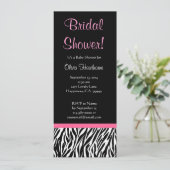 Invitation Black White Pink Zebra Fête de l'mariée d'impressi (Debout devant)