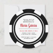 Invitation Black White Poker Chip Las Vegas Style Quinceañera (Dos)