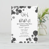 Invitation Black White Polka Dot Bubles OH Baby shower (Debout devant)