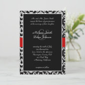 Invitation Black White Red Damask (Debout devant)