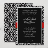 Invitation Black White Red Damask (Devant / Derrière)