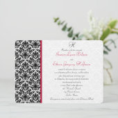 Invitation Black, White, Red Mariage damassé (Debout devant)