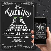 Invitation Black & White RIP To My Twenties 30th Birthday
