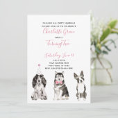 Invitation Black White Rose Chien Fille du 2e anniversaire (Debout devant)