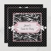 Invitation Black White Rose Zebra Sweet 16 Anniversaire (Devant / Derrière)