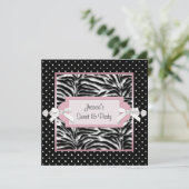 Invitation Black White Rose Zebra Sweet 16 Anniversaire (Debout devant)