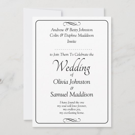 Invitation Black & White Script with Infinity Scroll Wedding (Devant)