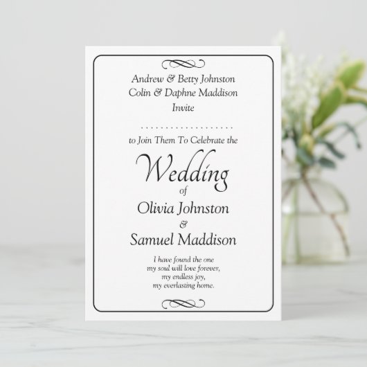 Invitation Black & White Script with Infinity Scroll Wedding (Debout devant)