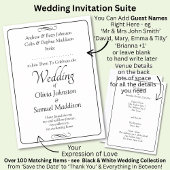Invitation Black & White Script with Infinity Scroll Wedding