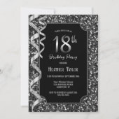 Invitation Black White Sequins 18ème anniversaire (Devant)