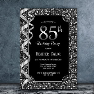 Invitation Black White Sequins 85e anniversaire