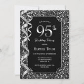 Invitation Black White Sequins 95e fête d'anniversaire (Devant)