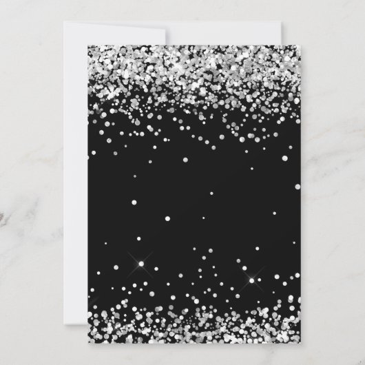 Invitation Black White Silver 17e fête d'anniversaire (Dos)