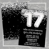 Invitation Black White Silver 17e fête d'anniversaire