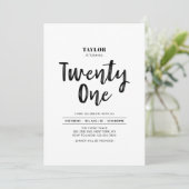 Invitation Black & White Simple 21e fête d'anniversaire (Debout devant)