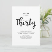 Invitation Black & White Simple 30e fête d'anniversaire (Debout devant)