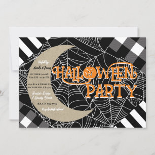 Invitation Black & White Spiderweb Patchwork Halloween Party