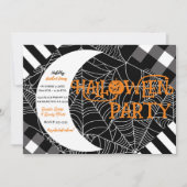 Invitation Black & White Spiderweb Patchwork Halloween Party (Devant)