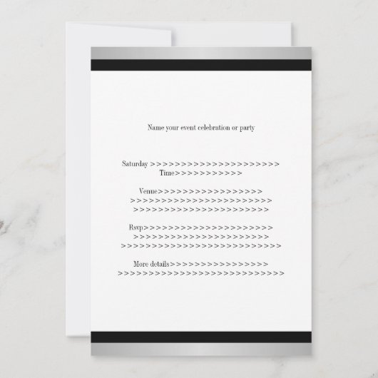 Invitation Black & White Stars avec événement spécial Argent (Dos)