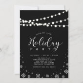 Invitation Black & White String Lights Entreprise Fête (Devant)