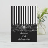 Invitation Black White Stripe Lace arc 50e anniversaire (Debout devant)