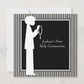 Invitation Black White Stripe Rosary Boys (Devant)