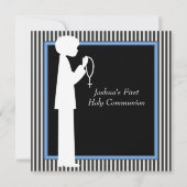 Invitation Black White Stripe Rosary Boys (Devant)