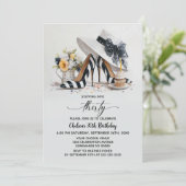 Invitation Black White Striped High Heel Shoes 30th Birthday (Debout devant)