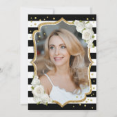 Invitation Black White Stripes Gold Photo 50e anniversaire (Dos)