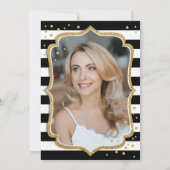 Invitation Black White Stripes Gold Photo 50e anniversaire (Dos)