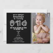 Invitation Black White Stripes Halloween Photo 1ER Anniversai (Devant)