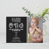 Invitation Black White Stripes Halloween Photo 1ER Anniversai (Debout devant)