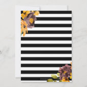 Invitation Black White Stripes Jaune Floral Graduation Party (Dos)