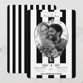Invitation Black White Stripes Photo Mariage Mariage gothique (Devant / Derrière)