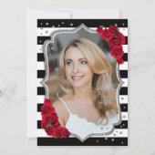 Invitation Black White Stripes Silver Red Photo 50e anniversa (Dos)