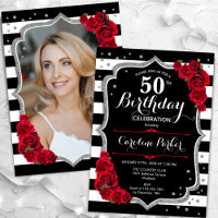 Black White Stripes Silver Red Photo 50e anniversa