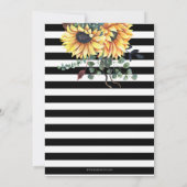 Invitation Black White Stripes Sunflowers Graduation Party (Dos)