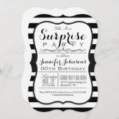 Invitation Black & White Stripes Surprise (Devant / Derrière)