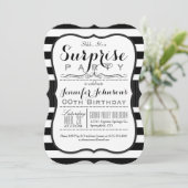 Invitation Black & White Stripes Surprise (Debout devant)