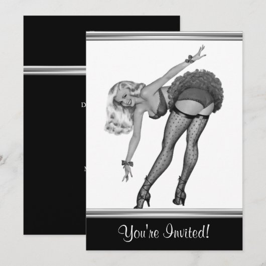 Invitation Black & White Style Pin-Up Girl 19 (Devant / Derrière)